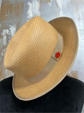 Keith James King Straw Fedora Hat with Ribbon Band